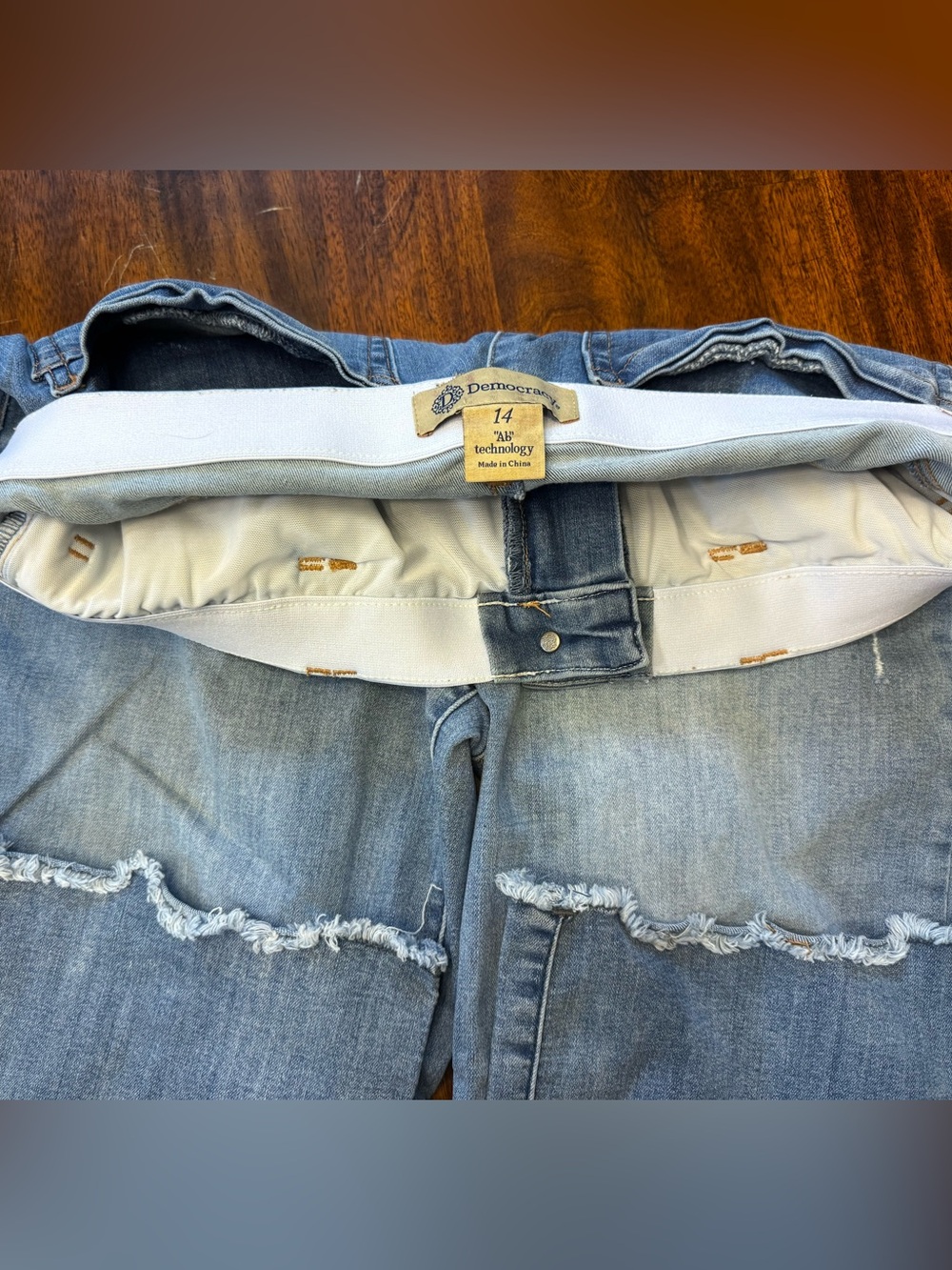 Democracy Light Blue Flare Jeans with Raw Hem size 14 - Picture 6 of 10